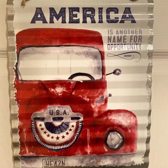 Farmhouse Patriotic Metal Wall Decor, America Is Another Name For Opportunity - Picture 2 of 13
